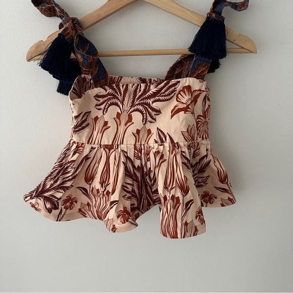 Eugenia Fernández 100% Cotton Tie-Shoulder Blouse Size 10 - Picture 3 of 8